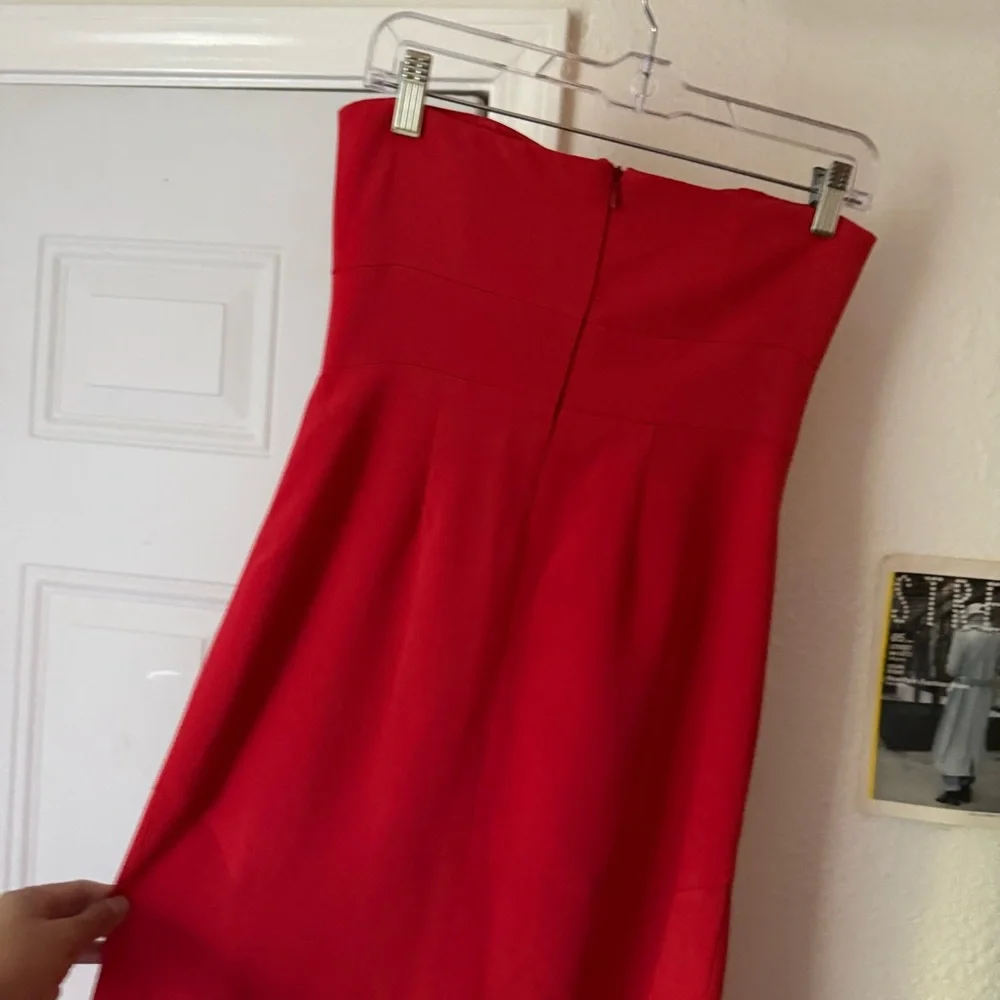 DANIELA CORTE red silk‎ formal event evening strapless maxi gown dress